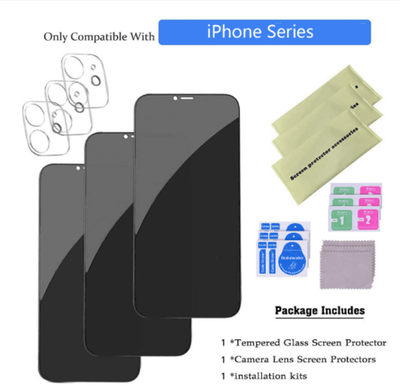 iPhone Privacy Screen Protector with Camera Lens Film and installation kits for iPhone 11 to 16 Pro
