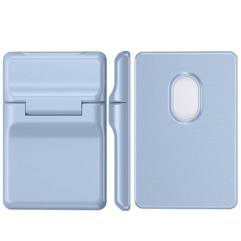 MagSafe Leather Card Holder – Magnetic Wallet with Stand in a sleek blue design, perfect for carrying cards with style.