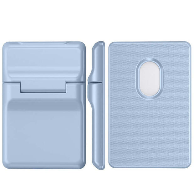 MagSafe Leather Card Holder – Magnetic Wallet with Stand in a sleek blue design, perfect for carrying cards with style.