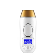 IPL laser hair removal device with a sleek design and digital display for painless hair removal at home.