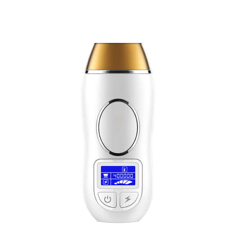 IPL laser hair removal device with a sleek design and digital display for painless hair removal at home.