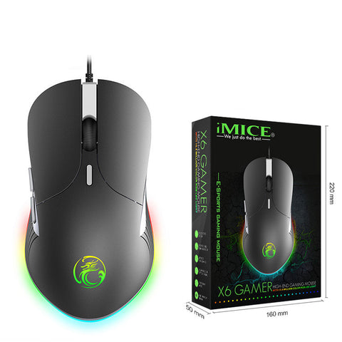 Ratón silencioso para juegos con luz RGB de colores