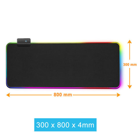 Alfombrilla de ratón LED RGB – Superficie de goma antideslizante | Juegos y oficina