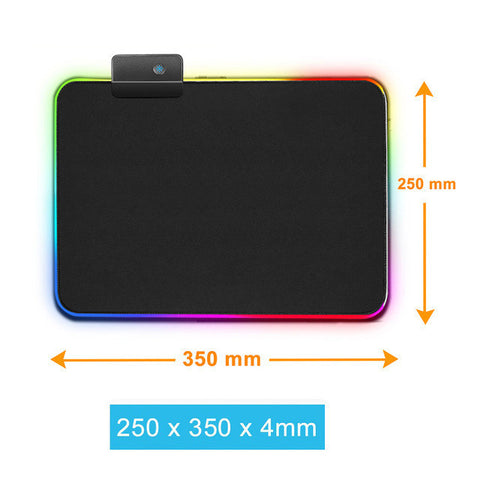 Alfombrilla de ratón LED RGB – Superficie de goma antideslizante | Juegos y oficina