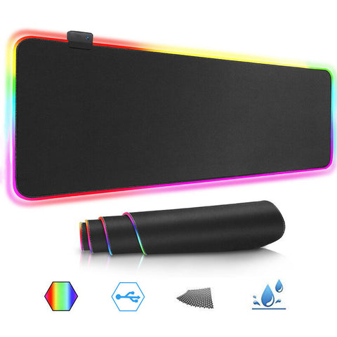 Alfombrilla de ratón LED RGB – Superficie de goma antideslizante | Juegos y oficina