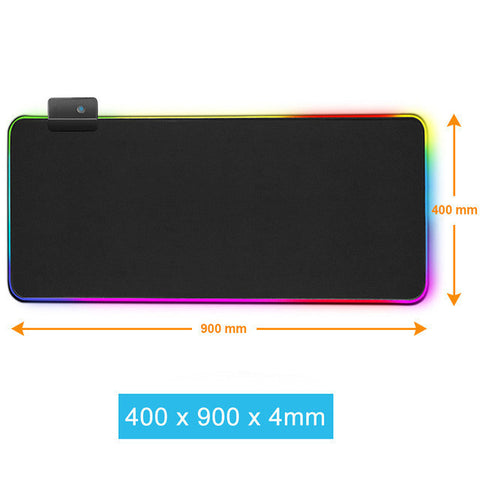 Alfombrilla de ratón LED RGB – Superficie de goma antideslizante | Juegos y oficina