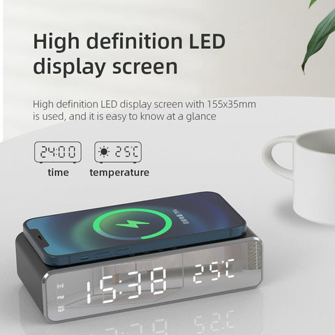 Chargeur de téléphone sans fil, horloge, thermomètre - WorldElectronic