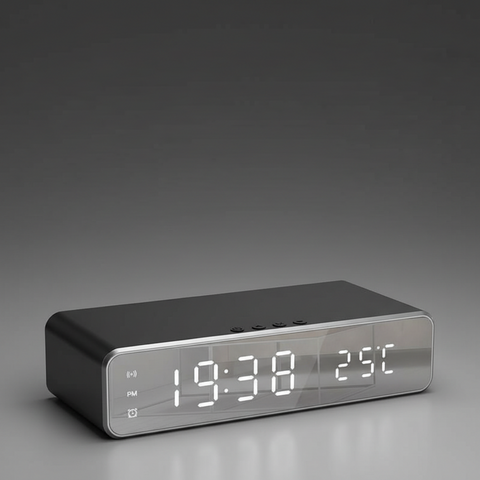 Wireless phone charger clock thermometer