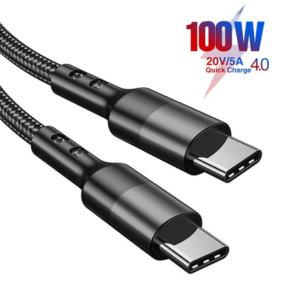 Cable USB-C a USB-C de 100 W, cable de carga rápida