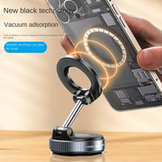 Magnetic Car Phone Holder with vacuum suction cup and strong magnetic grip for secure phone mounting.