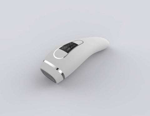 Permanent IPL hair removal device with LCD screen for effective and smooth skin treatment.