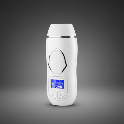 IPL laser hair removal device with LCD screen, designed for painless hair removal at home.