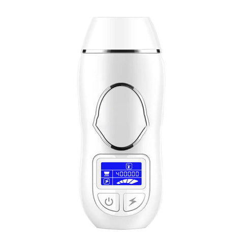 IPL laser hair removal device with LCD screen, designed for painless hair removal at home.