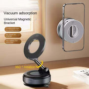Magnetic Car Phone Holder showing vacuum suction cup and 360° rotation for secure phone navigation.