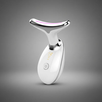 Thermal massage lifting and firming device featuring thermal, ionic, and LED technology for skin rejuvenation.