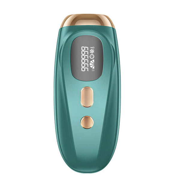 IPL laser hair removal device in teal with display and buttons for home use.