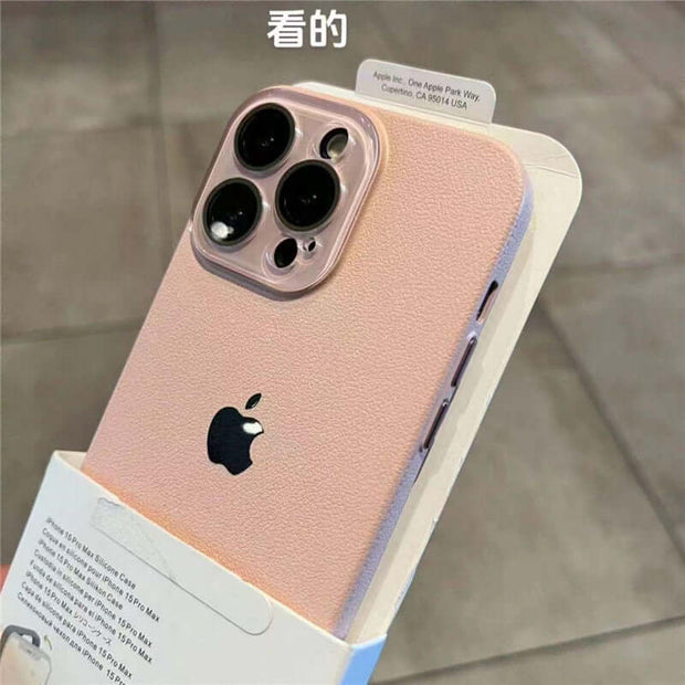 iPhone Leather Case – premium protective shell showcasing elegance and durability in a stylish pink design.