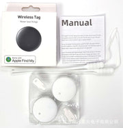 Waterproof Anti-Lost Tracker packaging and manual for tracking pets, kids, luggage, compatible with Find My app.