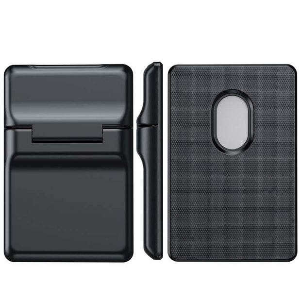 MagSafe Leather Card Holder – Magnetic Wallet with Stand in sleek black design and slim profile.