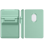 MagSafe Leather Card Holder in mint green color, showcasing a slim design for secure phone attachment and easy access.