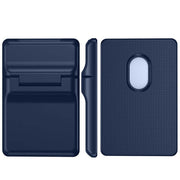 MagSafe Leather Card Holder – Magnetic Wallet with Stand in navy, showcasing its sleek design and practicality.