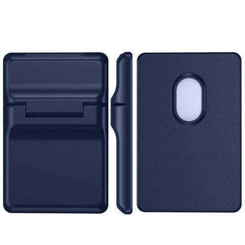 MagSafe Leather Card Holder – Magnetic Wallet with Stand in navy, showcasing its sleek design and practicality.