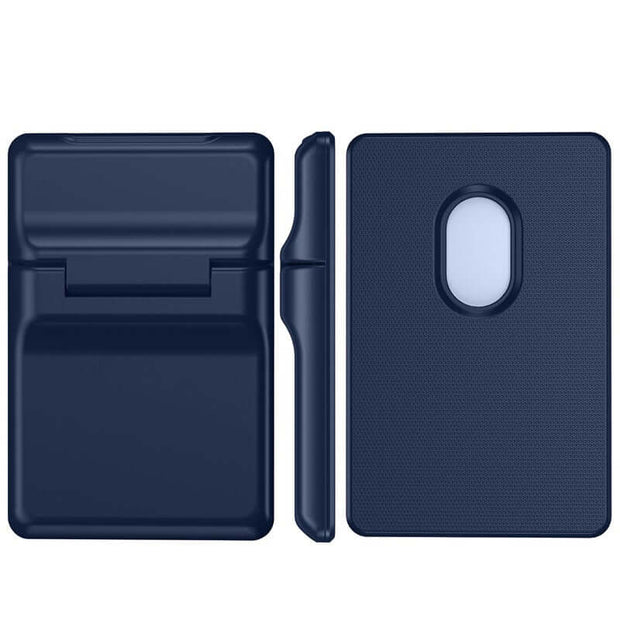 MagSafe Leather Card Holder – Magnetic Wallet with Stand in navy, showcasing its sleek design and practicality.