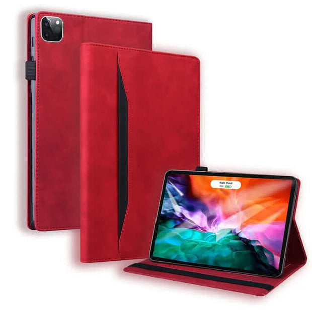 Leather iPad Case – Business Folio Protective Cover in red demonstrating premium protection for iPad Pro.