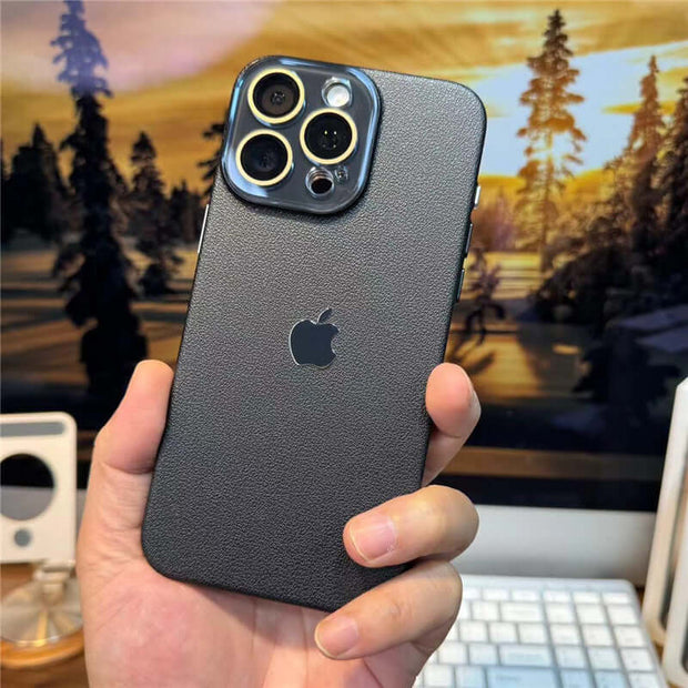 iPhone Leather Case - premium protective shell shown in hand, featuring luxurious design and durable material.