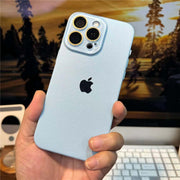 iPhone Leather Case in light blue, showcasing its sleek design and premium quality for optimal protection.