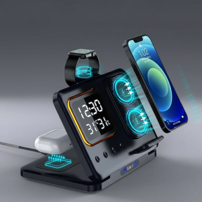 15W wireless charger 5 in 1 LED digital alarm clock