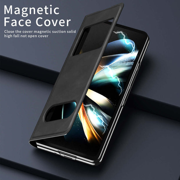 Samsung Fold Leather Case – Business Protective Cover with magnetic face design for enhanced protection.
