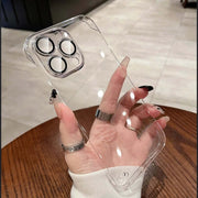iPhone Transparent Case held in hand, showcasing its ultra-thin frameless design and clear protection features.
