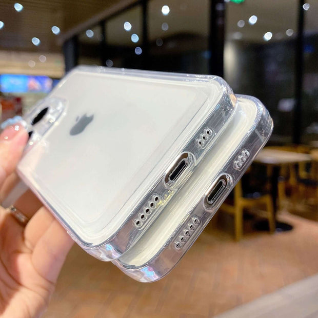 Transparent iPhone Case showcasing crystal clear design and anti-drop features for all iPhone models.