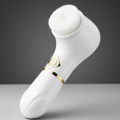 Electric facial cleanser for clear, smooth skin with vibrating brush technology to remove impurities and excess sebum.