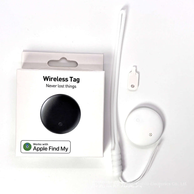 Waterproof Anti-Lost Tracker packaging with wireless tag, compatible with Find My app for tracking belongings.