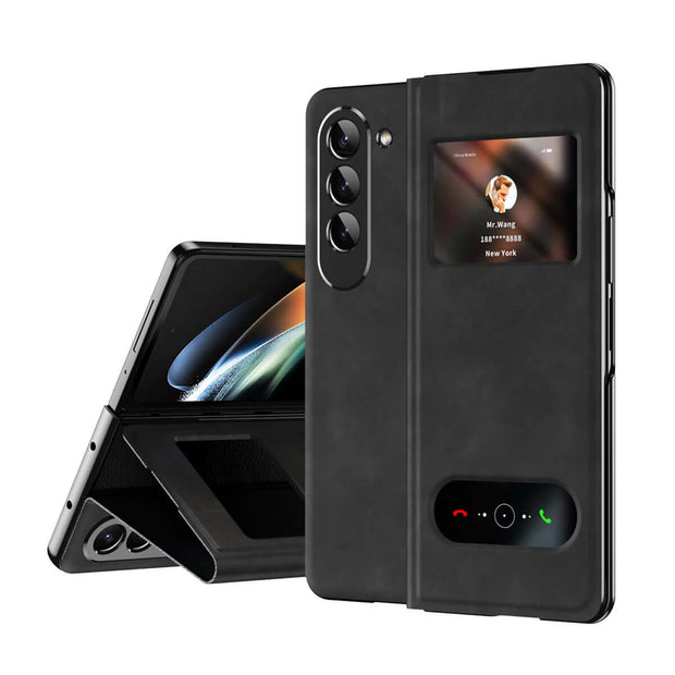 Samsung Fold Leather Case – Business Protective Cover with faux leather design for Galaxy Z Fold 2 to 6.