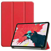 Leather iPad Case – Premium Solid Color Protective Cover, red case with iPad displaying vibrant artwork.