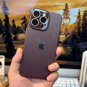 iPhone Leather Case in a rich burgundy color, offering luxury protection and style for your iPhone.