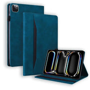 Leather iPad Case – Business Folio Protective Cover in teal color displaying front and back views.