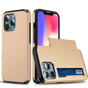 iPhone Card Holder Case – Slide Push Protective Cover with hidden card storage and sleek design