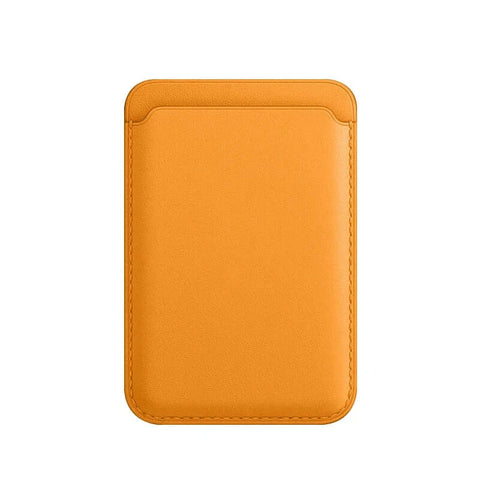 MagSafe Wallet Card Holder in stylish orange, slim back view showcasing card storage design.
