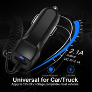 Fast Car Phone Charger with USB and Type-C connection, designed for universal compatibility in cars and trucks.