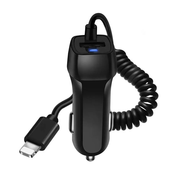 Fast Car Phone Charger with USB and Type-C cable for quick charging on the go.