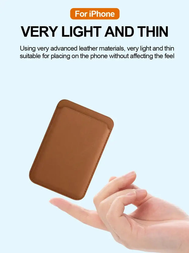 Very light and thin MagSafe Wallet Card Holder for iPhone with advanced leather materials.