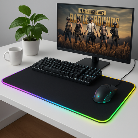 Alfombrilla de ratón LED RGB – Superficie de goma antideslizante | Juegos y oficina