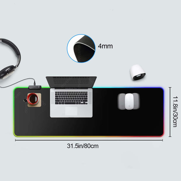 Tapis de Souris RGB LED – Surface Antidérapante en Caoutchouc | Gaming &amp; Bureau - WorldElectronic