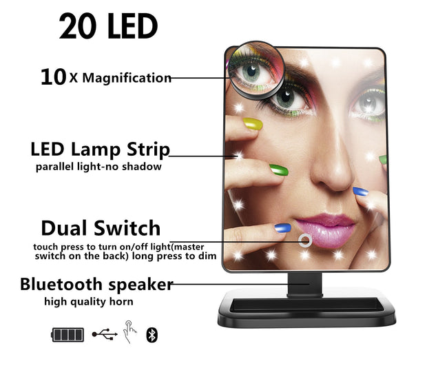 Bluetooth Touch Makeup Mirror