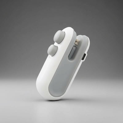 Portable sealer rechargeable by USB in sleek design for convenient food sealing on the go.