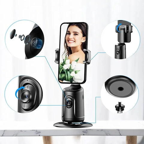 Gimbal inteligente de 360° con seguimiento facial automático, estabilizador para video, vlogs y transmisión en vivo, trípode